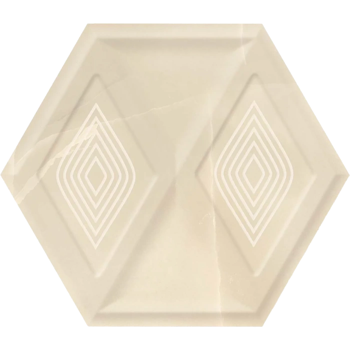 Hexagon Illusion Beige struktura sciana polysk 17,1 x 19,8 cm