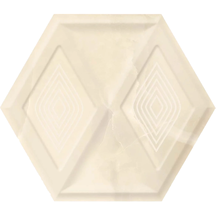Hexagon Illusion Beige struktura sciana polysk 17,1 x 19,8 cm