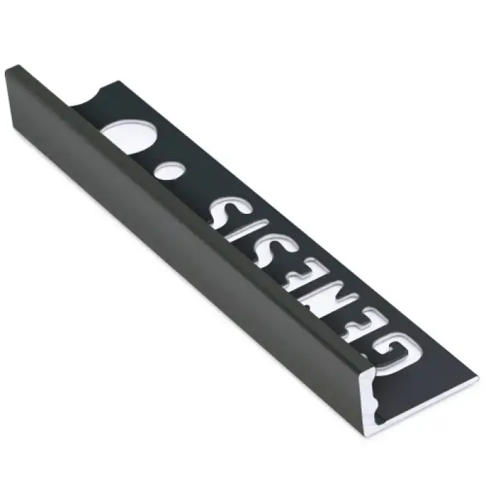 Colțar/ Profil drept exterior din aluminiu eloxat muchii exterioare 10 mm - negru lucios