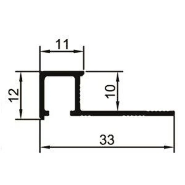 Baghetă pătrată pentru gresie, terminație scări/ trepte din aluminiu eloxat 10 x 10 mm - argintiu lucios