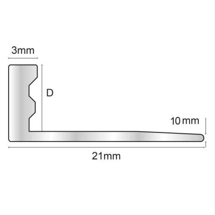 Colțar/ Profil drept exterior din aluminiu eloxat muchii exterioare 10 mm - alb