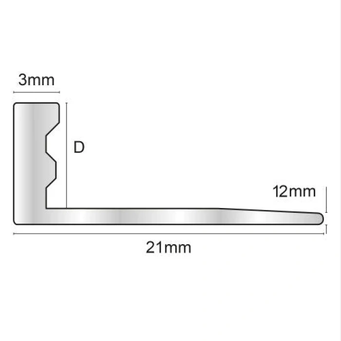Colțar/ Profil drept exterior din aluminiu eloxat muchii exterioare 12 mm - alb