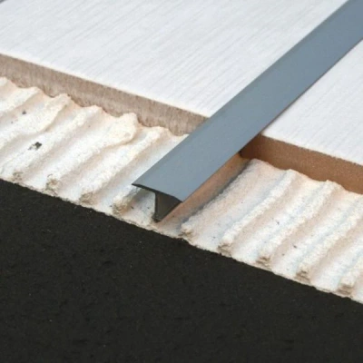 Profil T / prag de trecere uși interior 14 mm, din aluminiu eloxat - argintiu satinat